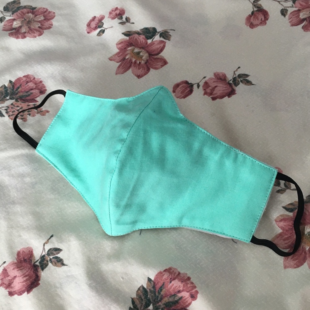 Turquoise Solid colour: Quality Cotton Face Mask